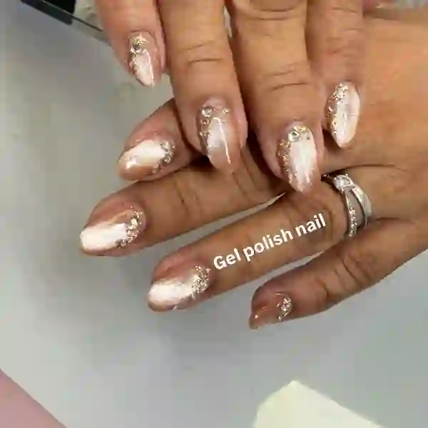 Rose gold glitter gel polish nails